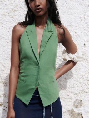 Zara Green Halter Neck Tank Top